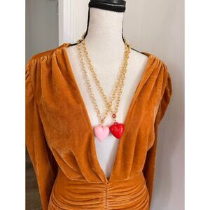 Heart Pendant Necklace Set - Red & Pink (Brand New)